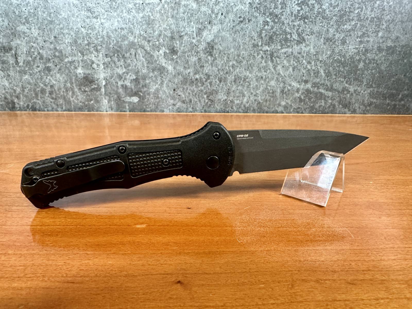 Benchmade Claymore AUTO Folding Knife 3.6" CPM-D2 Cobalt Black Tanto 9071BK-img-1
