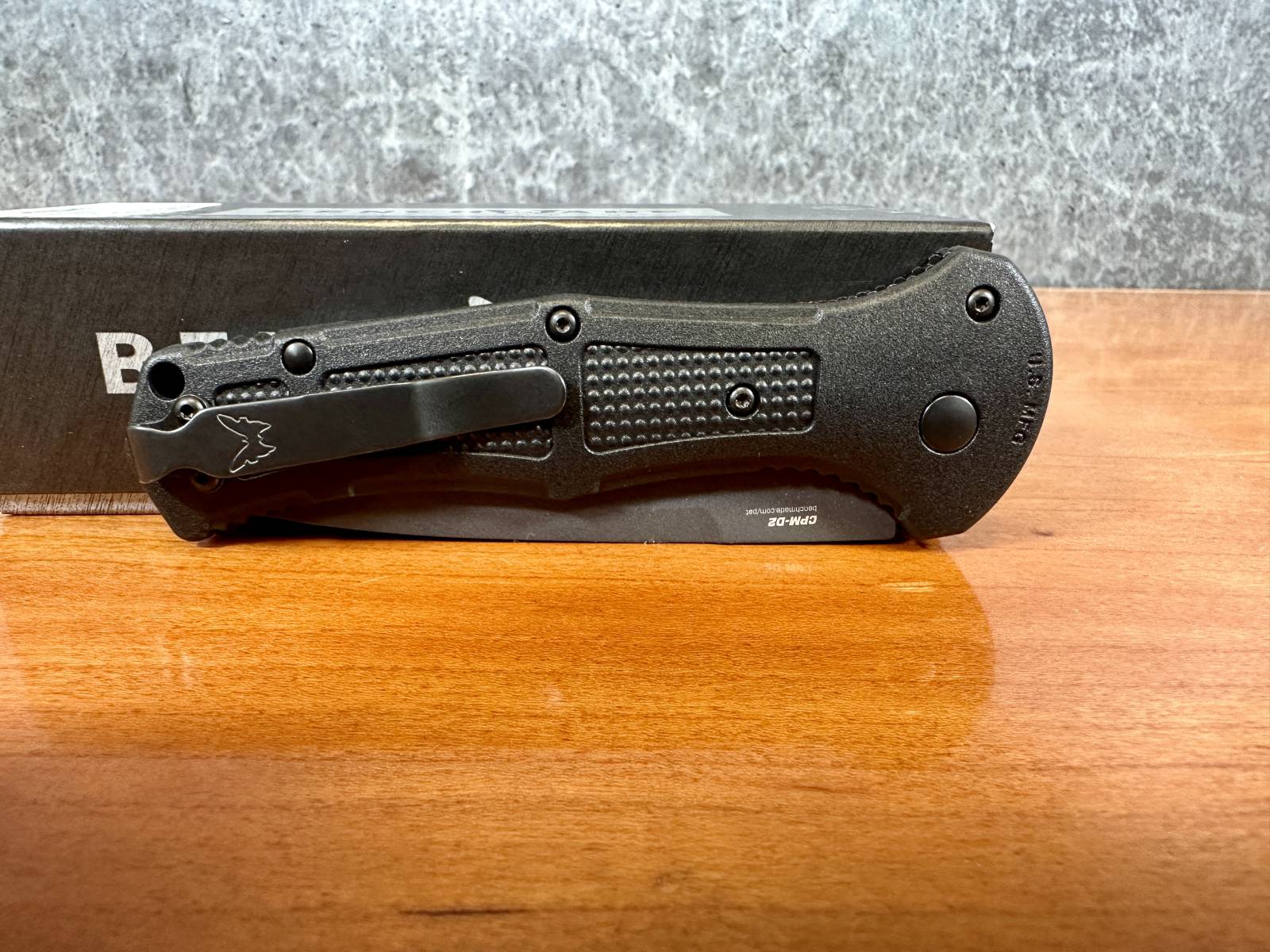 Benchmade Claymore AUTO Folding Knife 3.6" CPM-D2 Cobalt Black Tanto 9071BK-img-3
