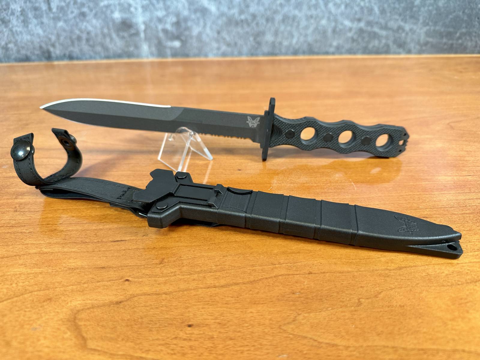 Benchmade SOCP Fixed Blade Knife 7.11" CPM-3V Black Dagger Sheath 185SBK-img-0