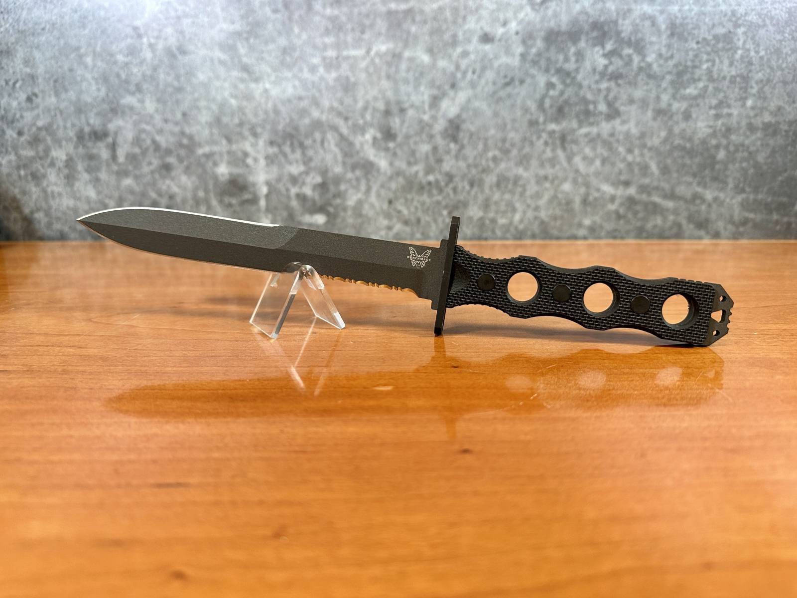 Benchmade SOCP Fixed Blade Knife 7.11" CPM-3V Black Dagger Sheath 185SBK-img-1